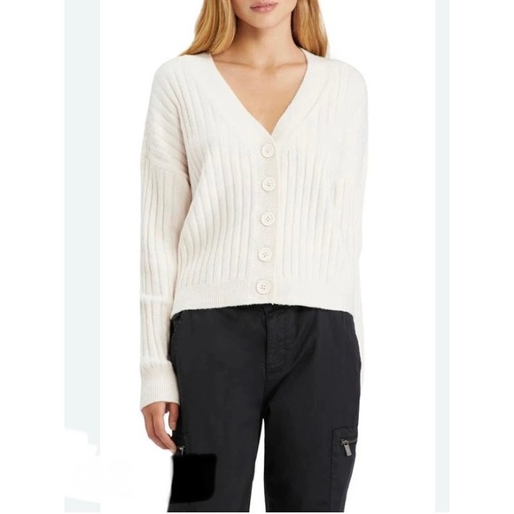 Sanctuary Sweaters - Sanctuary Cardigan Sweater Women L Cream Excellent Ribbed V-Neck Button Front